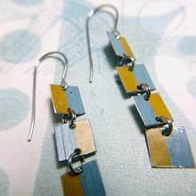 Load image into Gallery viewer, Yellow Ochre &amp; Slate Tiny Squares Tin Earrings