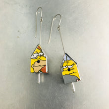 Load image into Gallery viewer, Old Couple Simpsons Tiny Tin Birdhouse Earrings