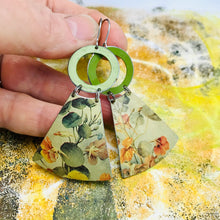 Load image into Gallery viewer, Orange Nasturtiums Small Fans Tin Earrings