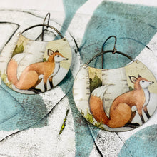 Load image into Gallery viewer, Sweet Foxes Circles Upcycled Tin Earrings