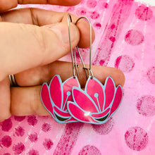 Load image into Gallery viewer, Pink Lotus Flowers Upcycled Tin Earrings