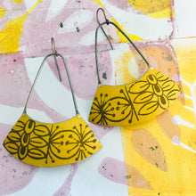 Load image into Gallery viewer, Mid Century Beeswax Yellow Wide Arc Zero Waste Earrings