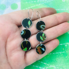 Load image into Gallery viewer, Deep Midnight Tri-dot Upcycled Tin Earrings