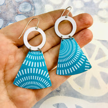 Load image into Gallery viewer, Turquoise Radial Pattern Small Fans Zero Waste Tin Earrings