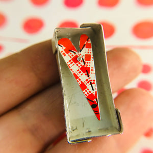 Boxed Red Heart Upcycled Tin Brooch