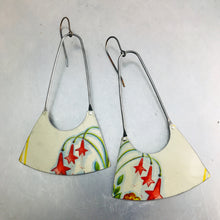 Load image into Gallery viewer, Fireworks Flowers on White Recycled Tin Earrings