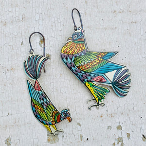 Fancy Pigeons Upcycled Tin Earrings