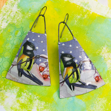 Winter Songbirds Zero Waste Tin Long Fans Earrings