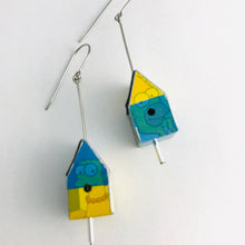 Load image into Gallery viewer, Marge &amp; Homer Simpson’s Colorblock Tiny Tin Birdhouse Earrings