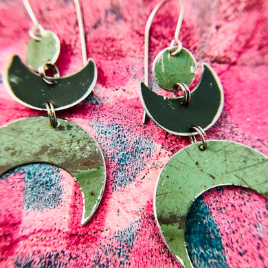 Antique Jade & Forest Moons Tin Earrings