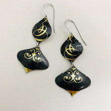 Load image into Gallery viewer, Swirls of Gold on Black Zero Waste Tin Earrings