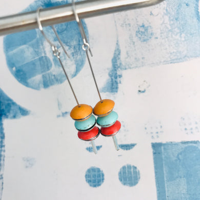 Persimmon, Aqua, Cerise Tiny Macarons Tin Earrings