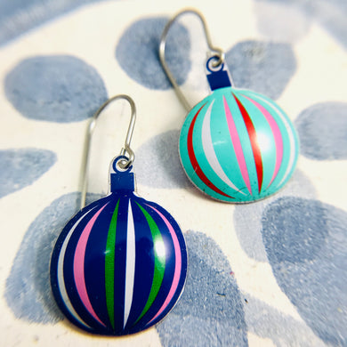Bright Round Christmas Ornaments Shorter Tin Earrings