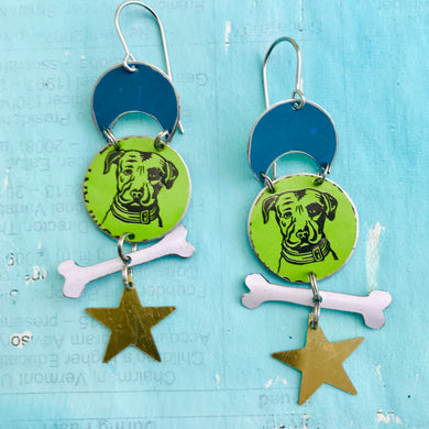 Moon Star Dog Zero Waste Tin Earrings