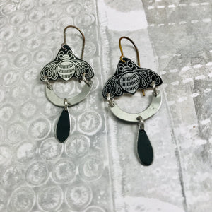 Silver Bees Upcycled Tin Earrings