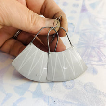 Load image into Gallery viewer, Light Gray White Zig Zags Zero Waste Tin Earrings