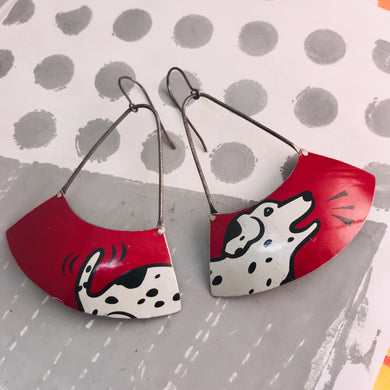 Happy Dalmatian Large Fan Dangle Earrings