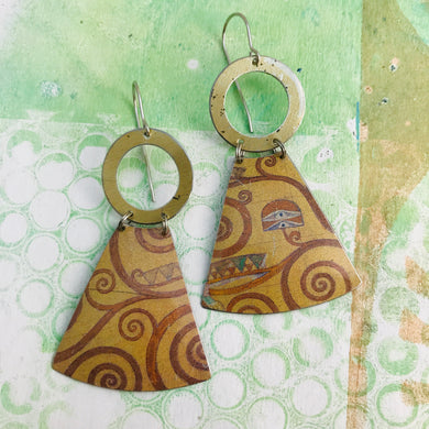 Klimt Tree of Life Small Fans Zero Waste Tin Earrings