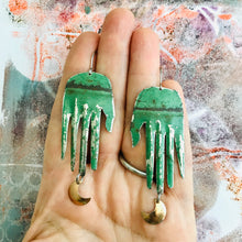 Load image into Gallery viewer, Patina Hand &amp; Bronze Moons Zero Waste Tin Earrings