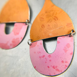 Soft Pink & Orange Mixed Arches Upcycled Tin Earrings