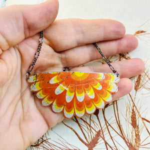 Orange Flower Upcycled Tin Necklace