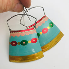Load image into Gallery viewer, Vintage Festive Aqua Large Zero Waste Tin Earrings
