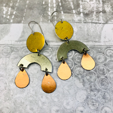 Mixed Golds Rainbow Charms Zero Waste Tin Earrings