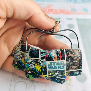 Star Wars Wide Rectangle Recycled Tin Earrings