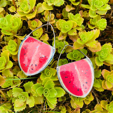 Summer Watermelon Upcycled Tin Earrings