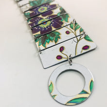 Load image into Gallery viewer, Big Purple-y Blossoms Upcycled Tin Bracelet