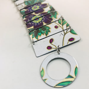 Big Purple-y Blossoms Upcycled Tin Bracelet