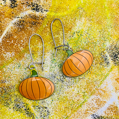 Tiny Pumpkins Upcycled Tin Earrings