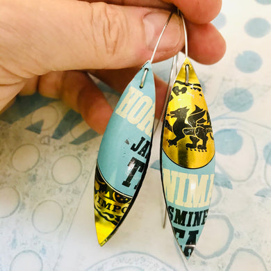 Jasmine Tea Long Pods Upcycled Tin Leaf Earrings