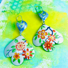 Load image into Gallery viewer, Beautiful Flowers Trefoil Upcyled Tin Earrings