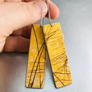 Wheat on Goldenrod Recycled Book Cover Earrings