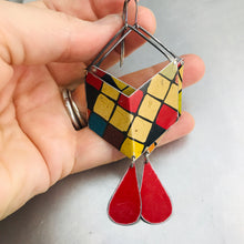 Load image into Gallery viewer, Rubik’s Chevron Dangles Recycled Tin Earrings