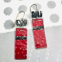 Load image into Gallery viewer, Deep Red &amp; Midnight Recycled Tin Earrings