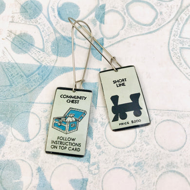 Monopoly Board Rectangle Recycled Tin Earrings