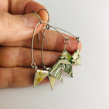 Load image into Gallery viewer, Mixed Botanicals Tiny Pennant Swag Upcycled Tin Earrings