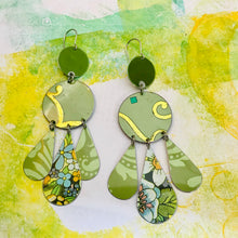 Load image into Gallery viewer, Mixed Pale Seafoams Tin Chandelier Earrings