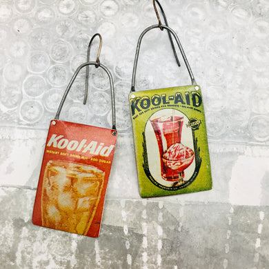 Vintage Kool-aid Packets Arched Wire Tin Earrings
