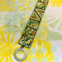 Load image into Gallery viewer, Vintage Gold &amp; Orange Flowers Upcycled Tin Bracelet