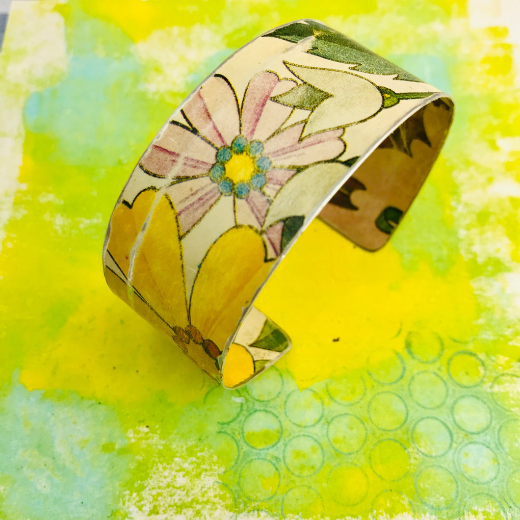 Happy Flowers Upcycled Tin Cuff