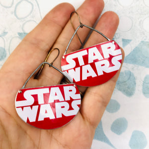 Star Wars Logo on Red Too Upcycled Tin Earrings