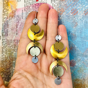 Many Moons of Mixed Golds Tin Earrings
