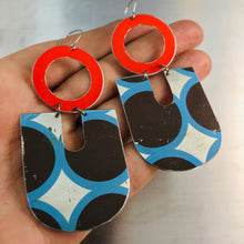Load image into Gallery viewer, Sky, Chocolate &amp; Scarlet Chunky Horseshoes Zero Waste Tin Earrings