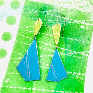 Grass & Sky Narrow Kites Recycled Tin Earrings