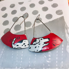 Load image into Gallery viewer, Happy Dalmatian Large Fan Dangle Earrings
