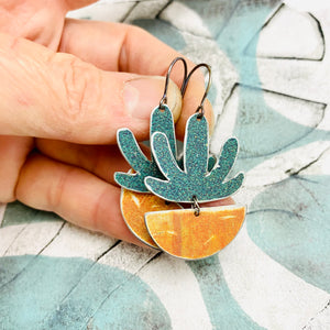 Mod Succulents in Terracotta Pots Upcycled Tin Earrings