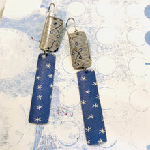 Load image into Gallery viewer, Slate Blue Asterisks Recycled Tin Earrings